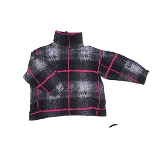 Trisha Tyler Women’s Plaid 3/4 Puff Sleeve Sleeve Top Gray/Pink Large